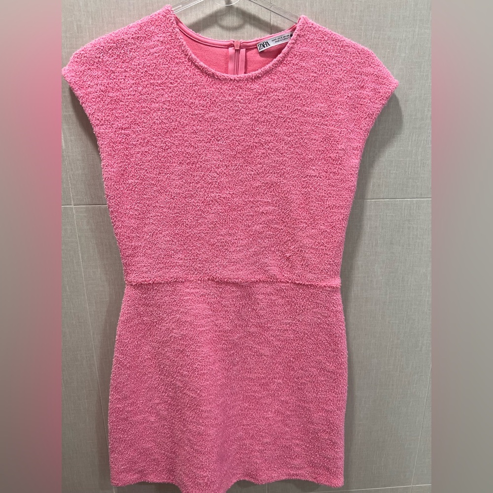 Zara Vibrant Pink Bouclé Dress